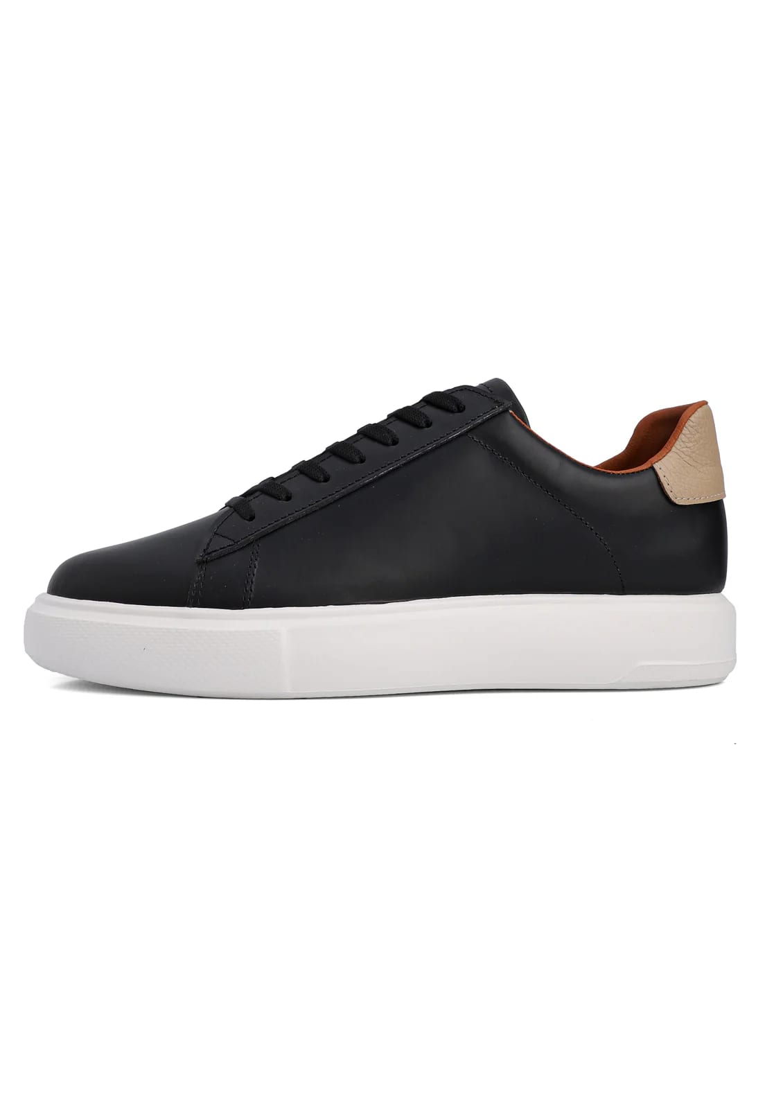 Tenis negros suela blanca talón camel - imagen 2