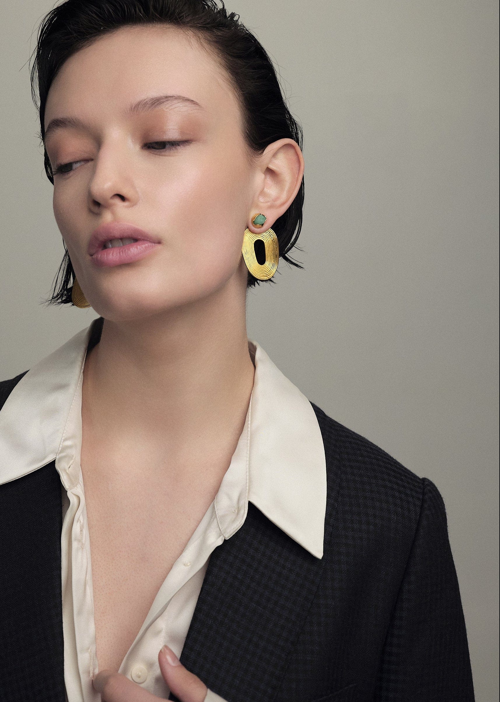 Aretes Front Back Waves Esmeralda - imagen 2