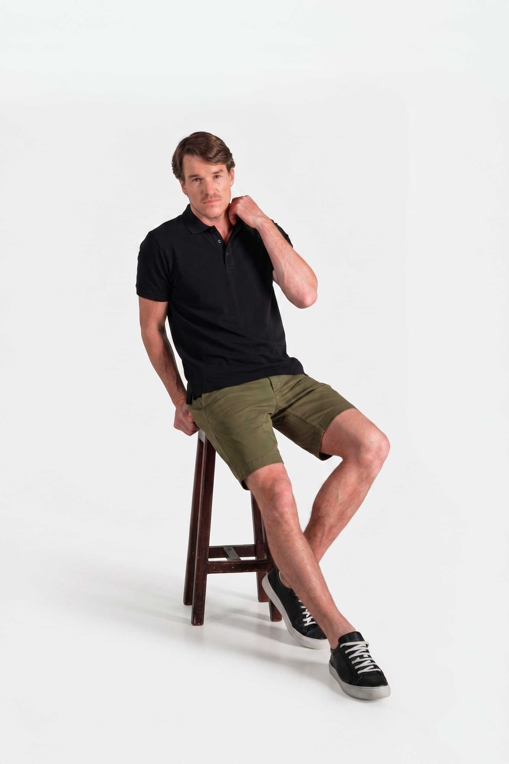 Bermuda Chino Slim Dril Verde Militar - imagen 2
