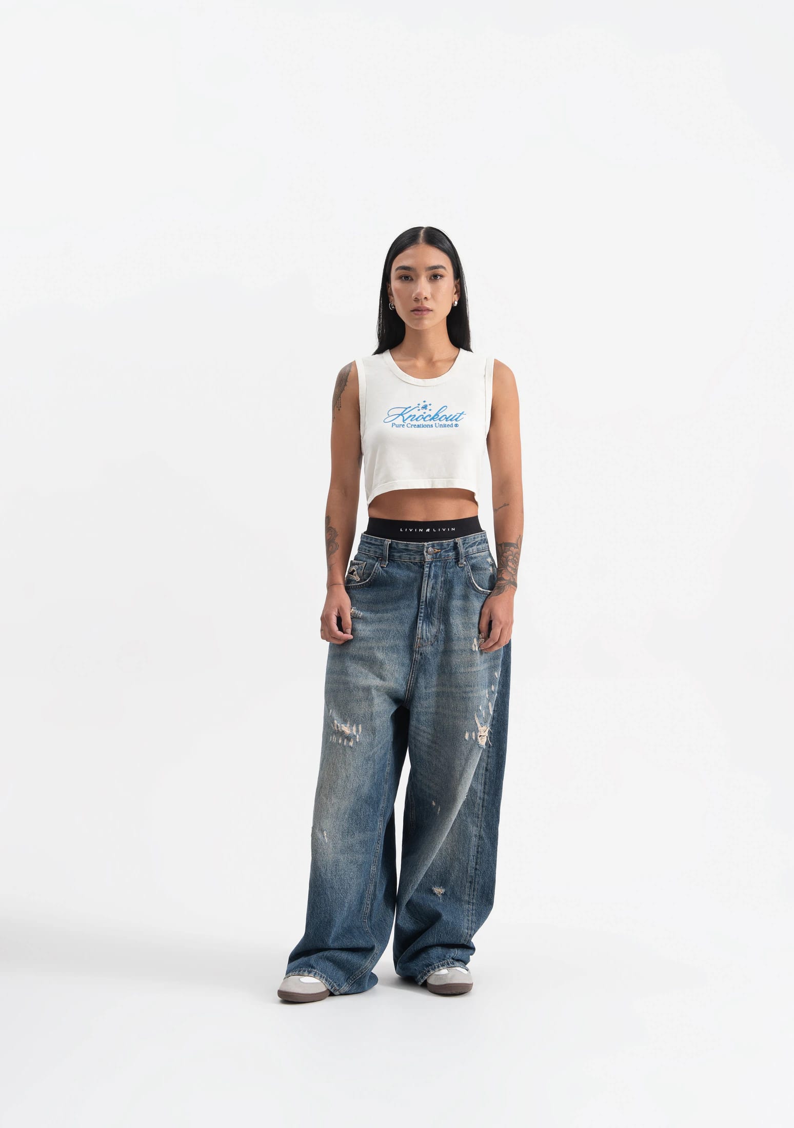 knockout white crop top - imagen 4