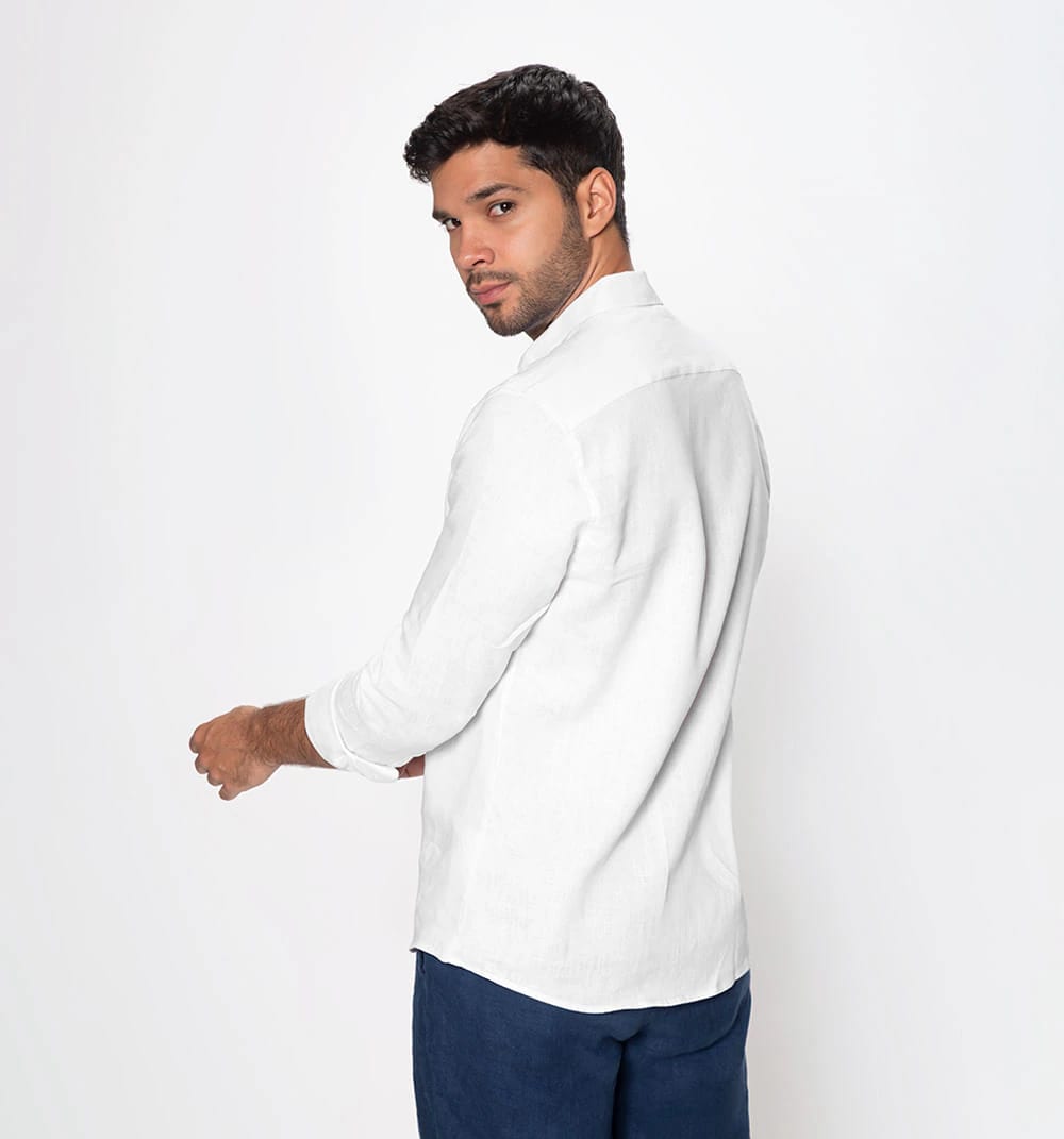 Camisa en lino manga larga regular fit - imagen 10