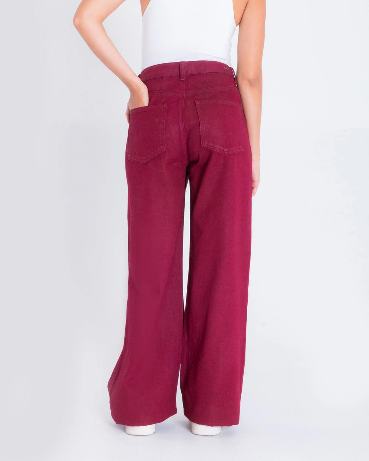 Pantalon recto vinotinto para mujer - imagen 3