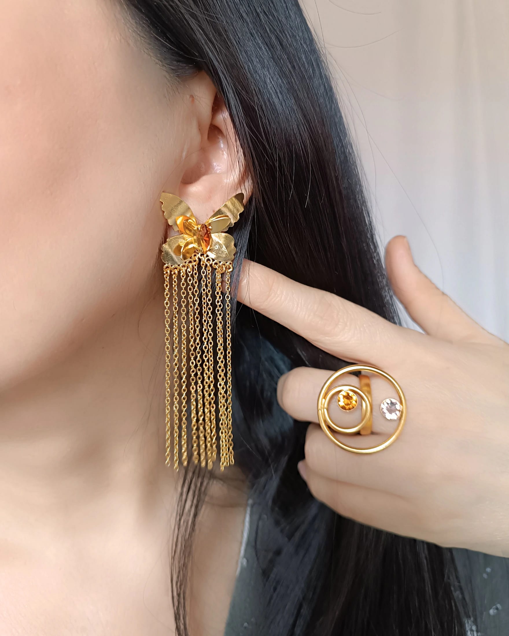 Aretes Mariposas y cristal - imagen 3