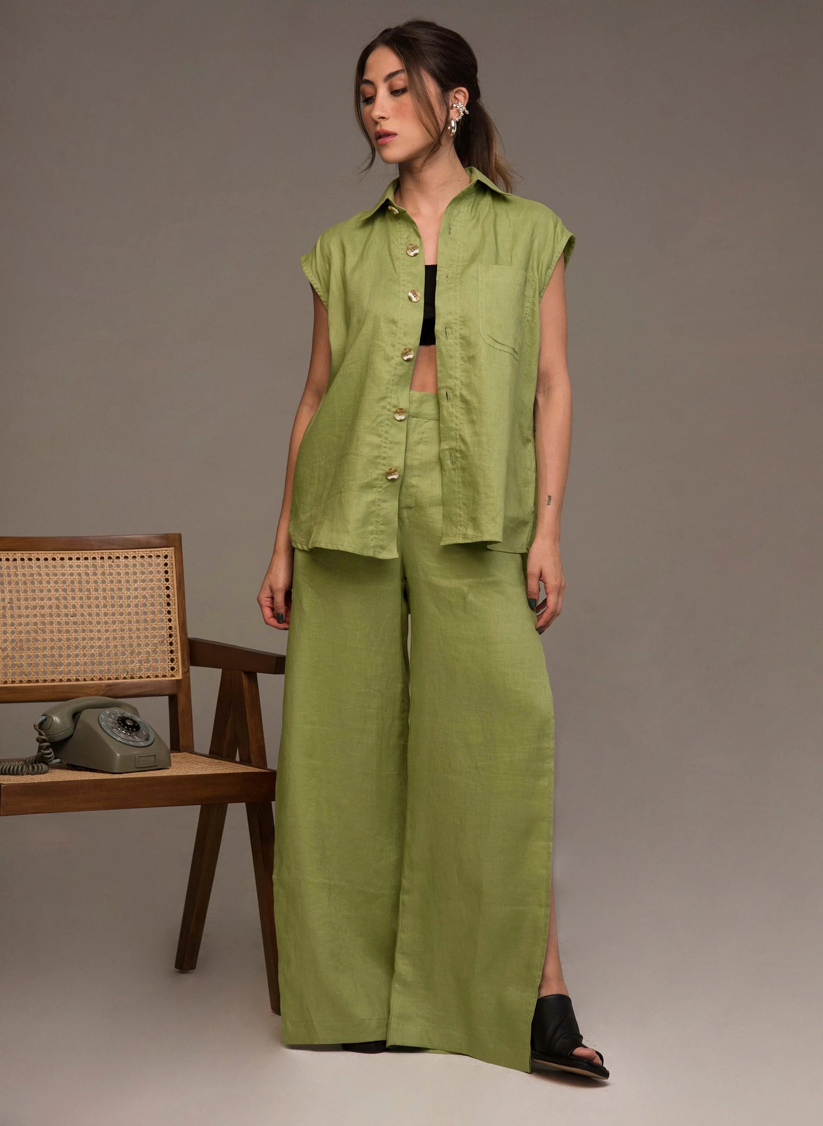 Pantalón Vere de Lino - Verde pistacho - imagen 4