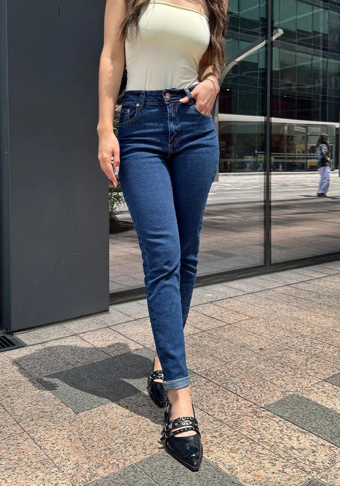 Mom Slim Fit Confort Azul Oscuro para Mujer - imagen 10