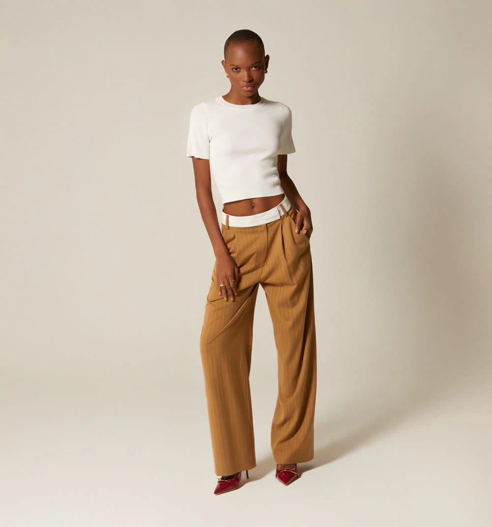 Pantalon  con  contraste  en pretina - imagen 2