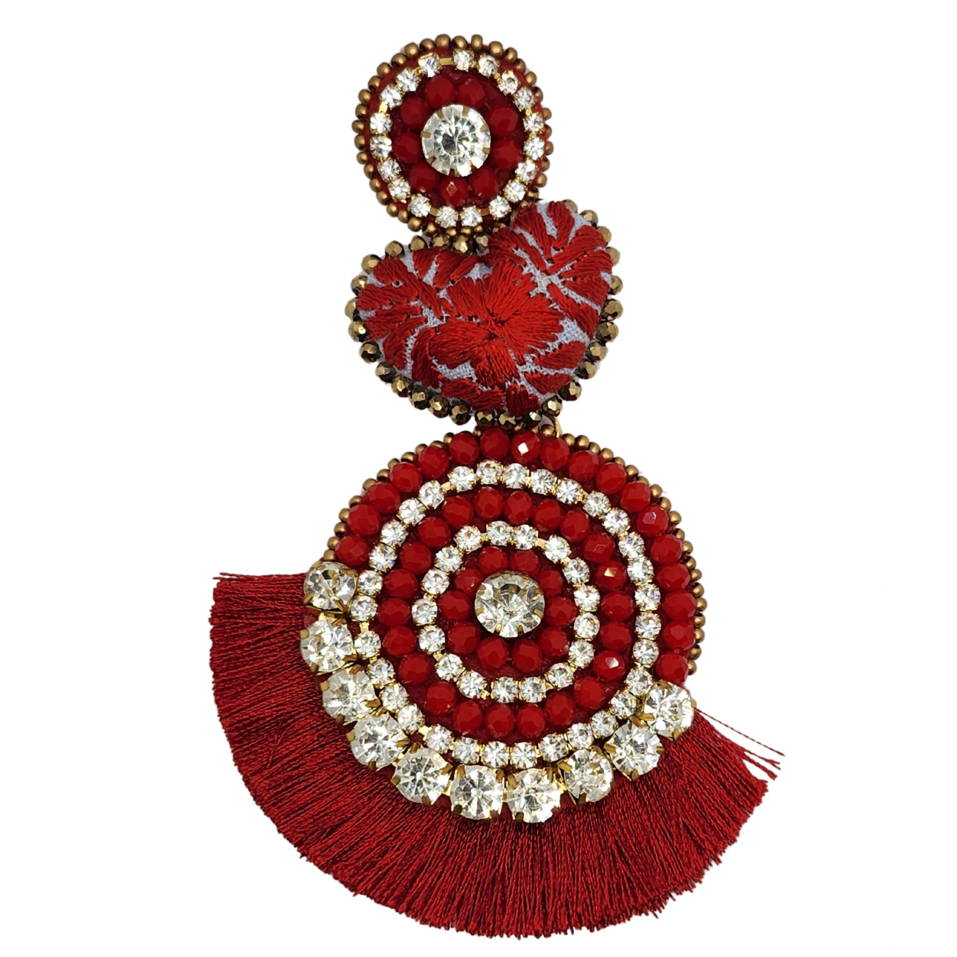 Red Circle & Heart Earrings - imagen 3