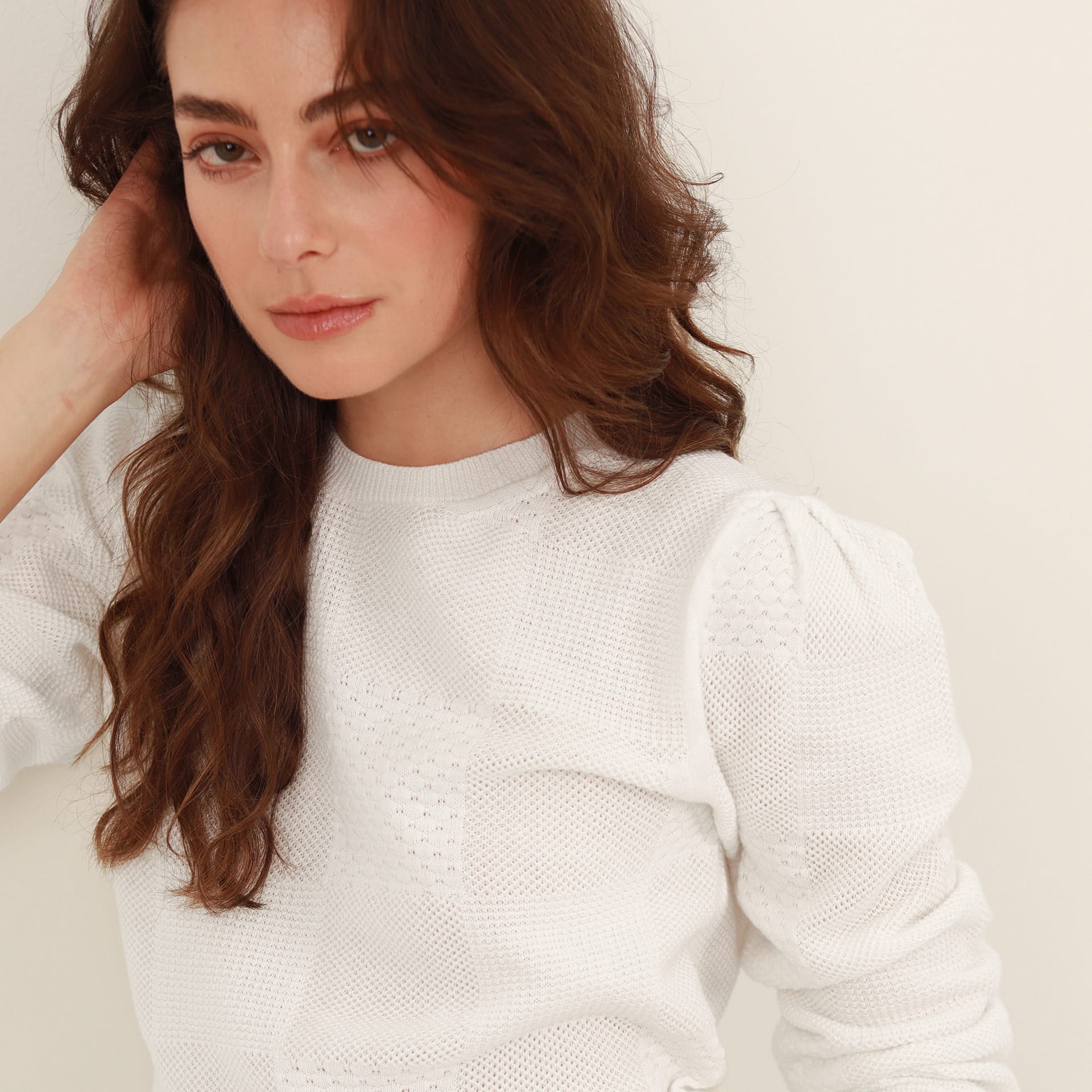 Sweater cuello redondo manga larga en jacquard - imagen 3