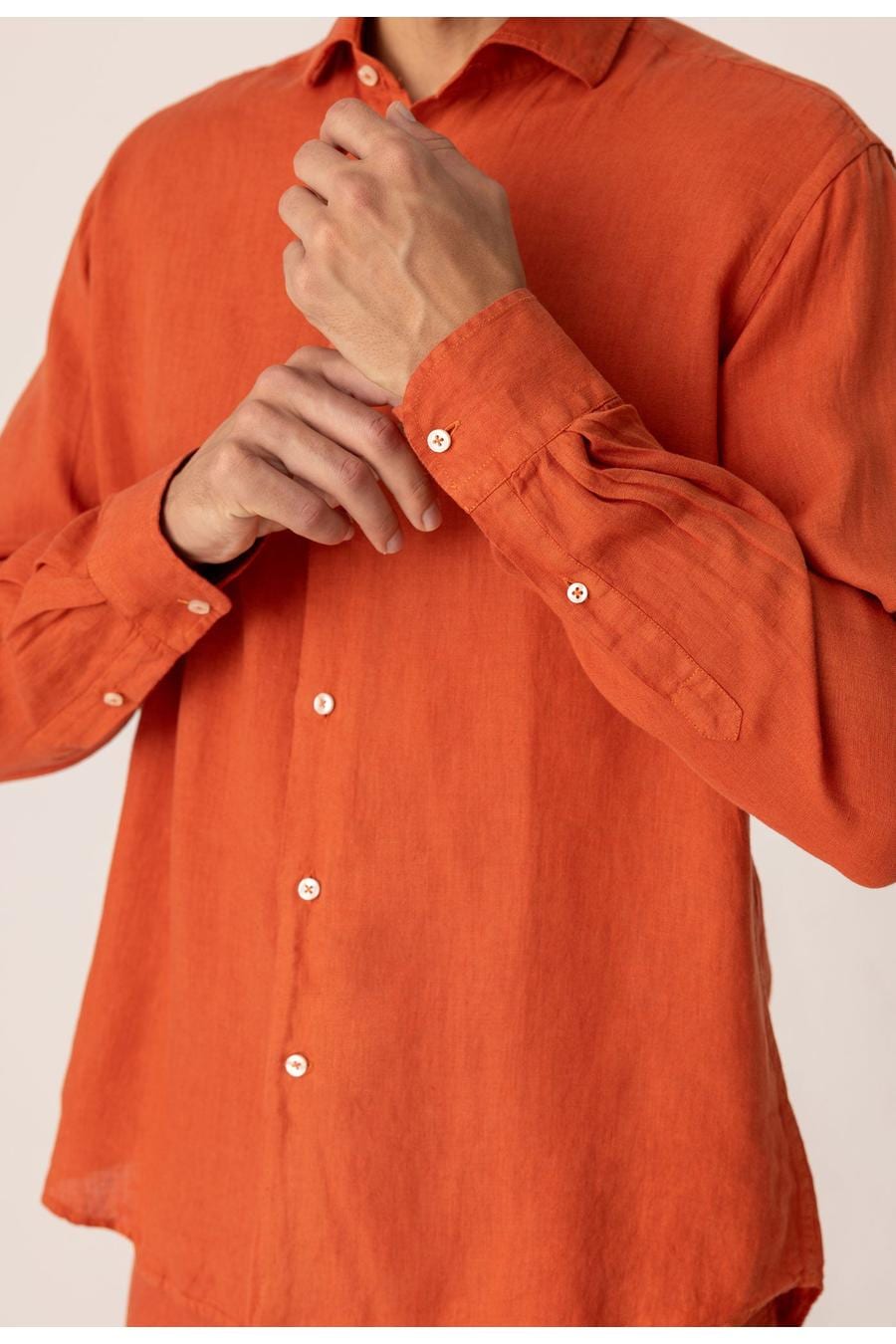 Men's linen shirt brick - imagen 3