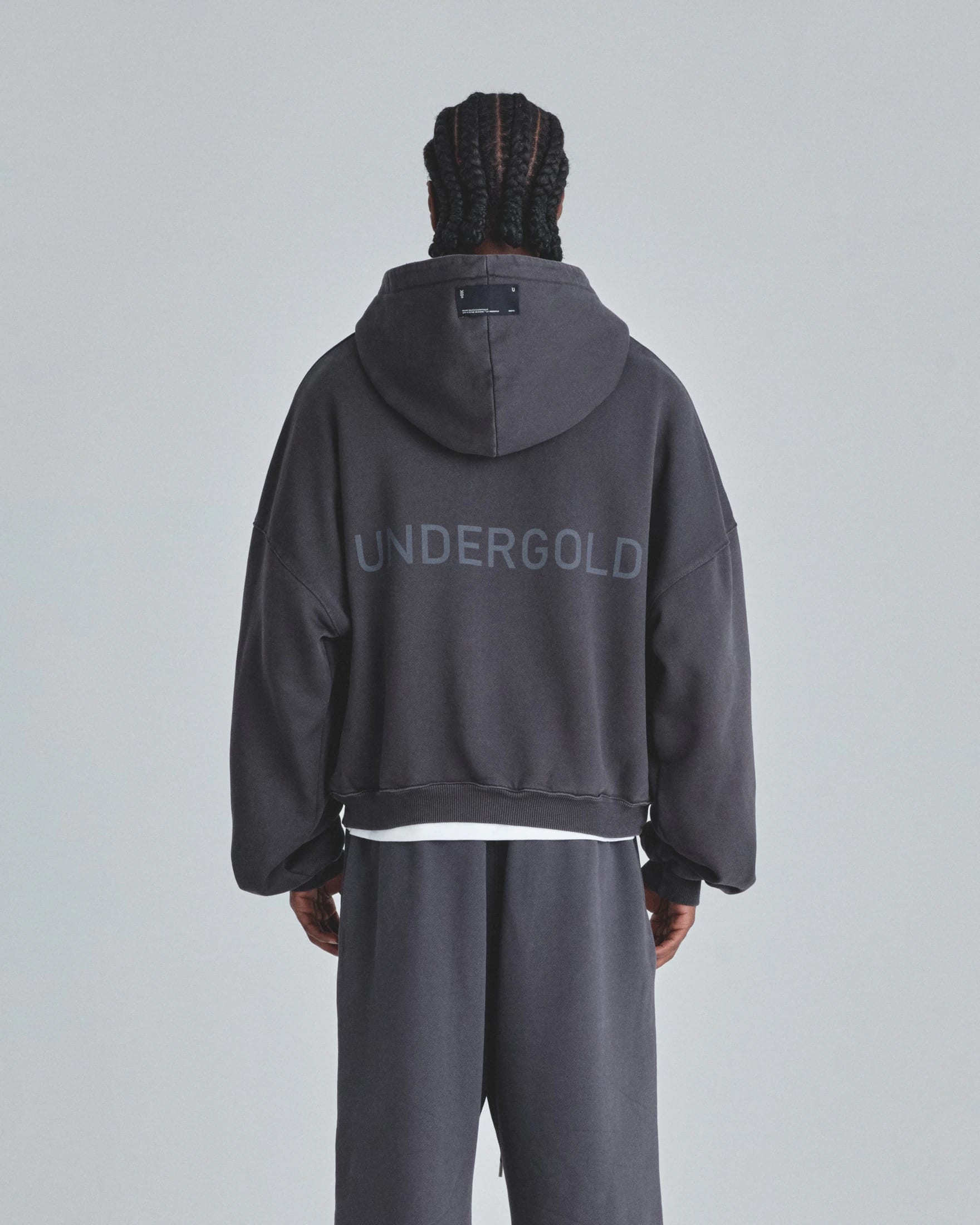 Line Basic Boxy Fit Zip Up Hoodie Dark Gray - imagen 7