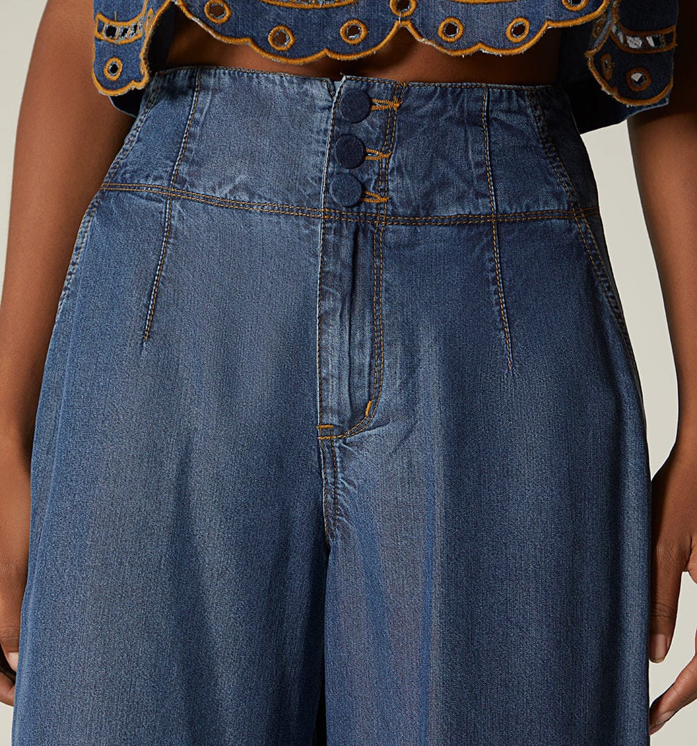 Jean culotte tiro alto bordado en bota - imagen 3