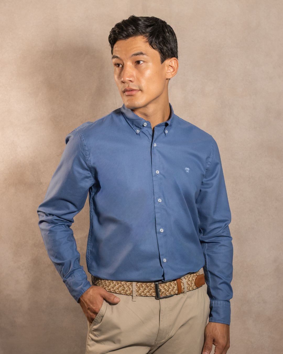 Camisa Antimanchas Oxford Azul Chino - Talla Regular - imagen 3