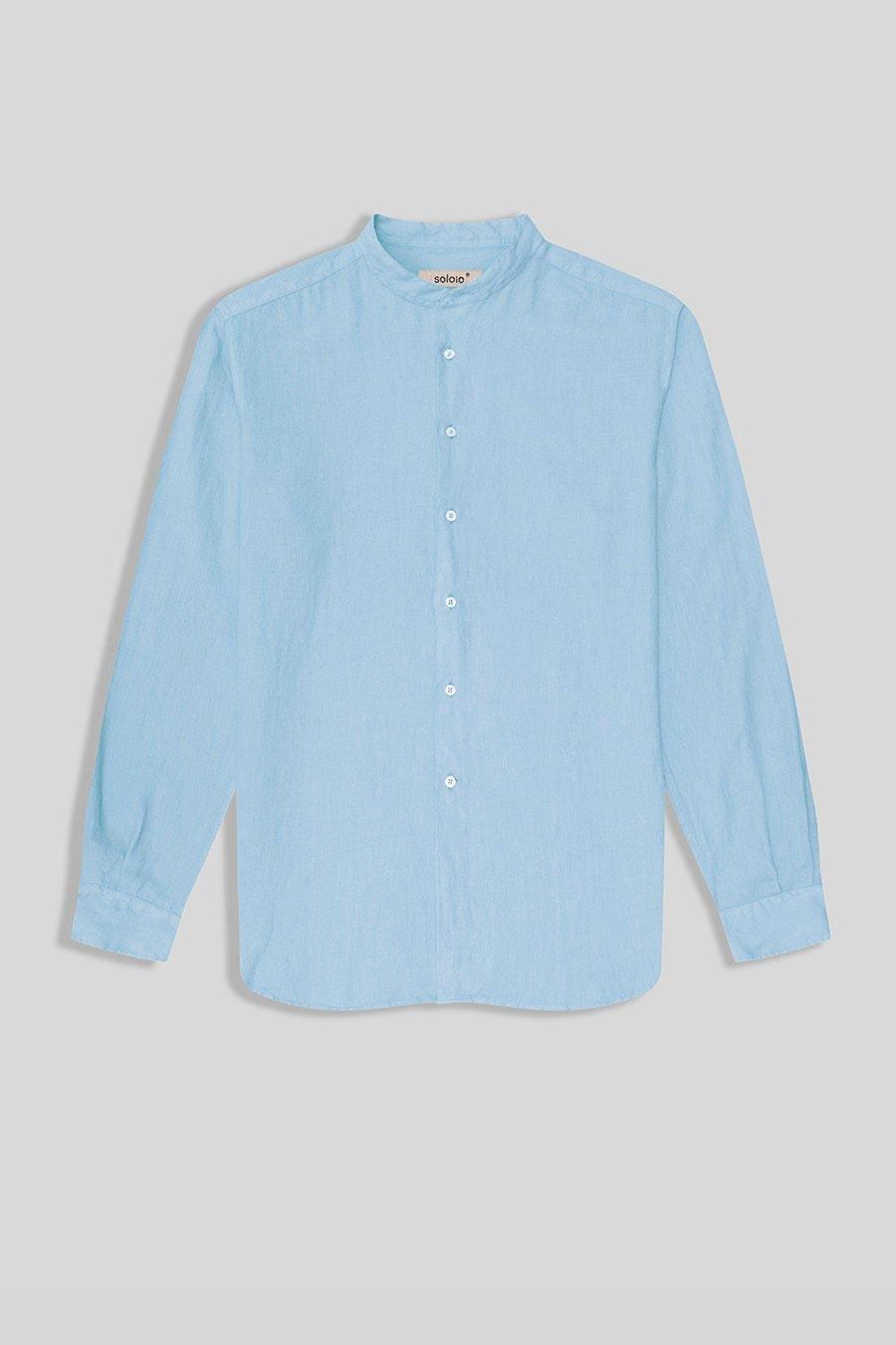 Men's linen shirt mao sky blue - imagen 2