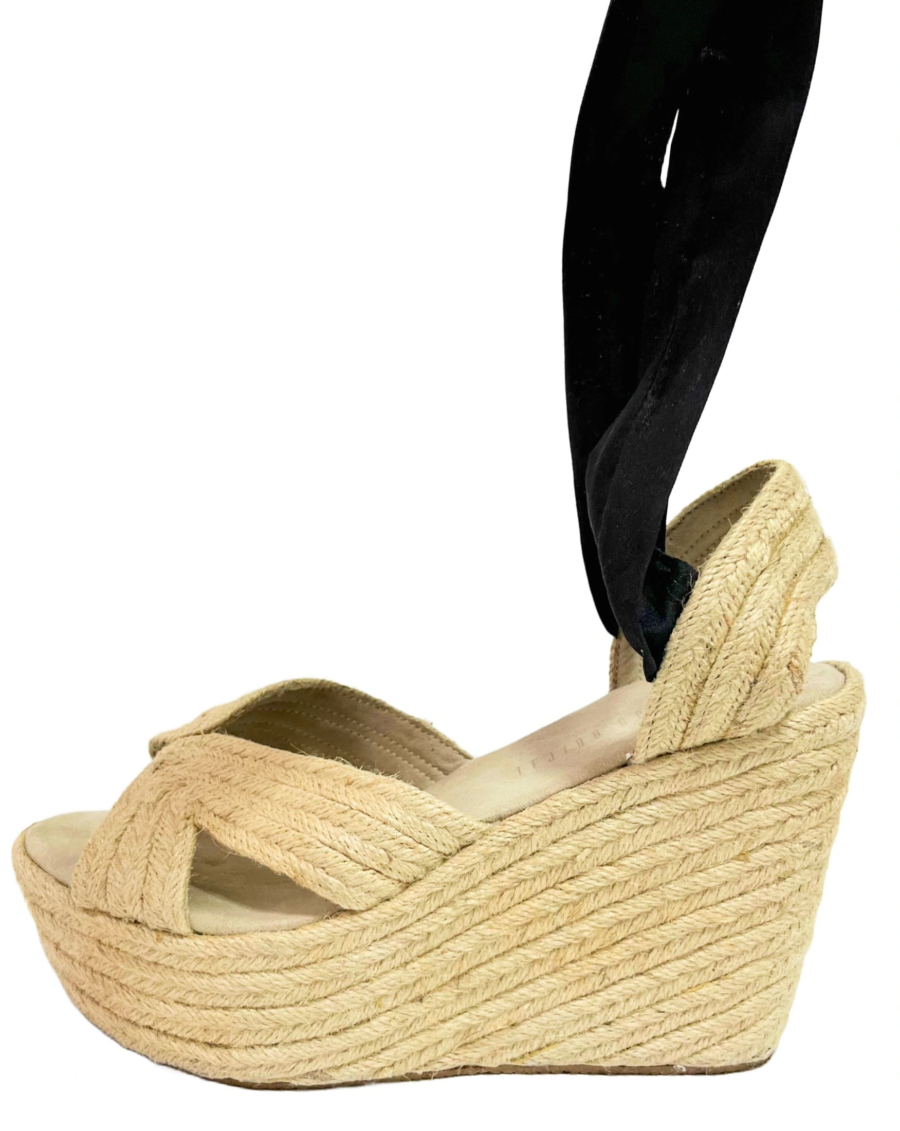 White Ankle Strap Wedges Size 39 - imagen 1