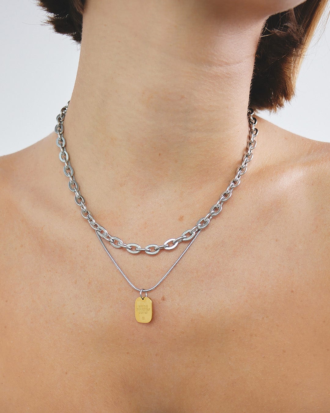 Collar Doble Dije Oro - Acero Inoxidable - imagen 7