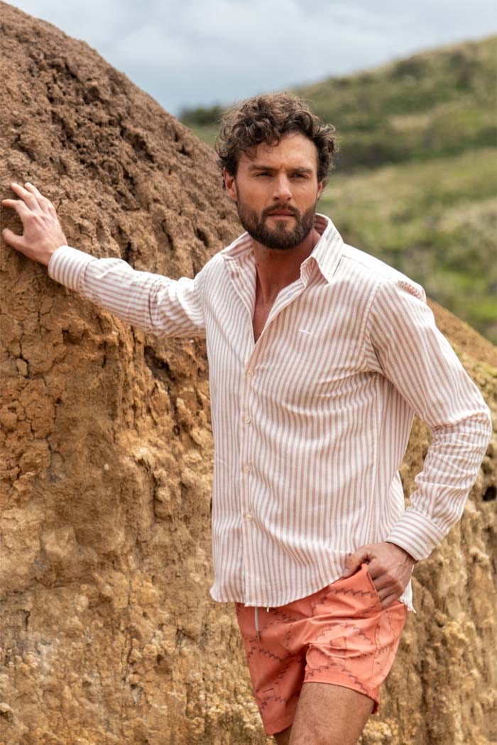 CAMISA BLANCA RAYAS PALO ROSA - imagen 2