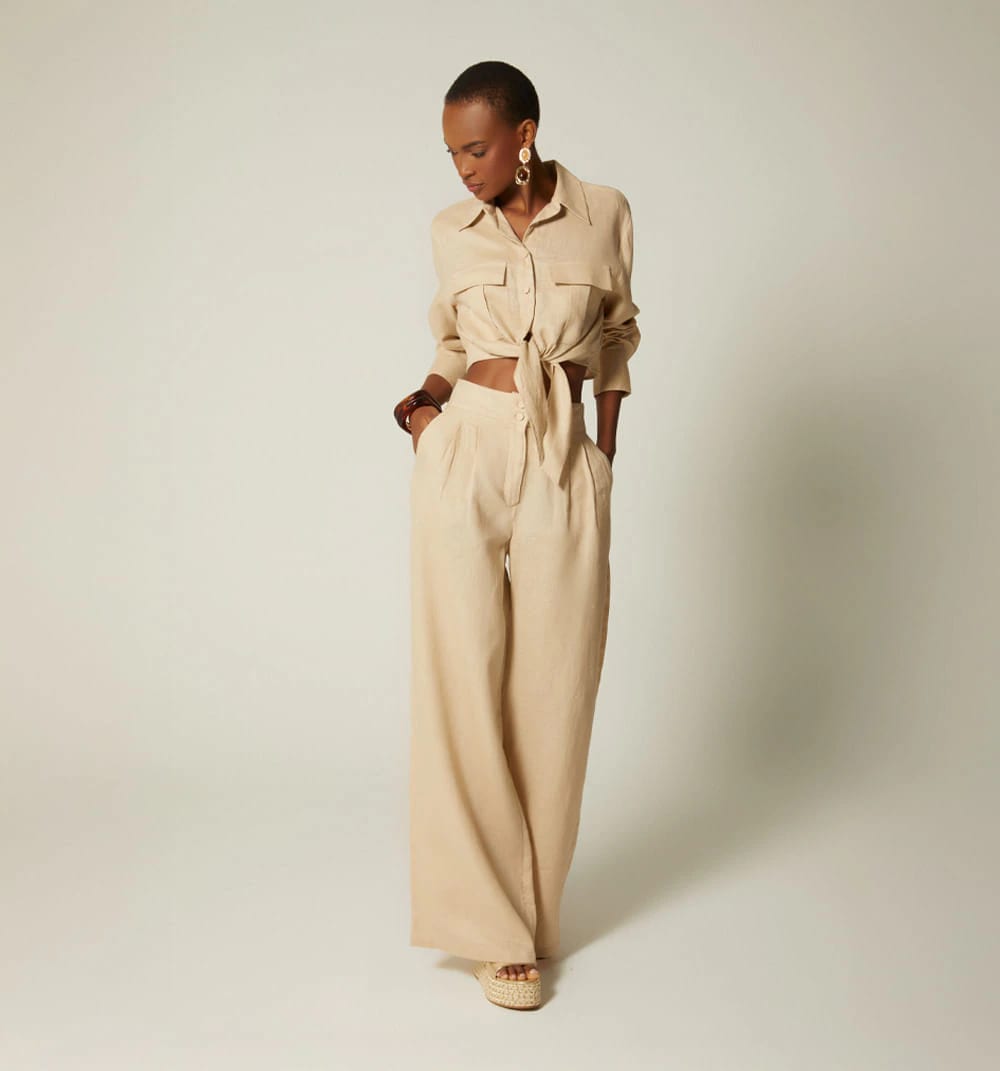 Pantalon palazo de prenses tiro alto - imagen 2