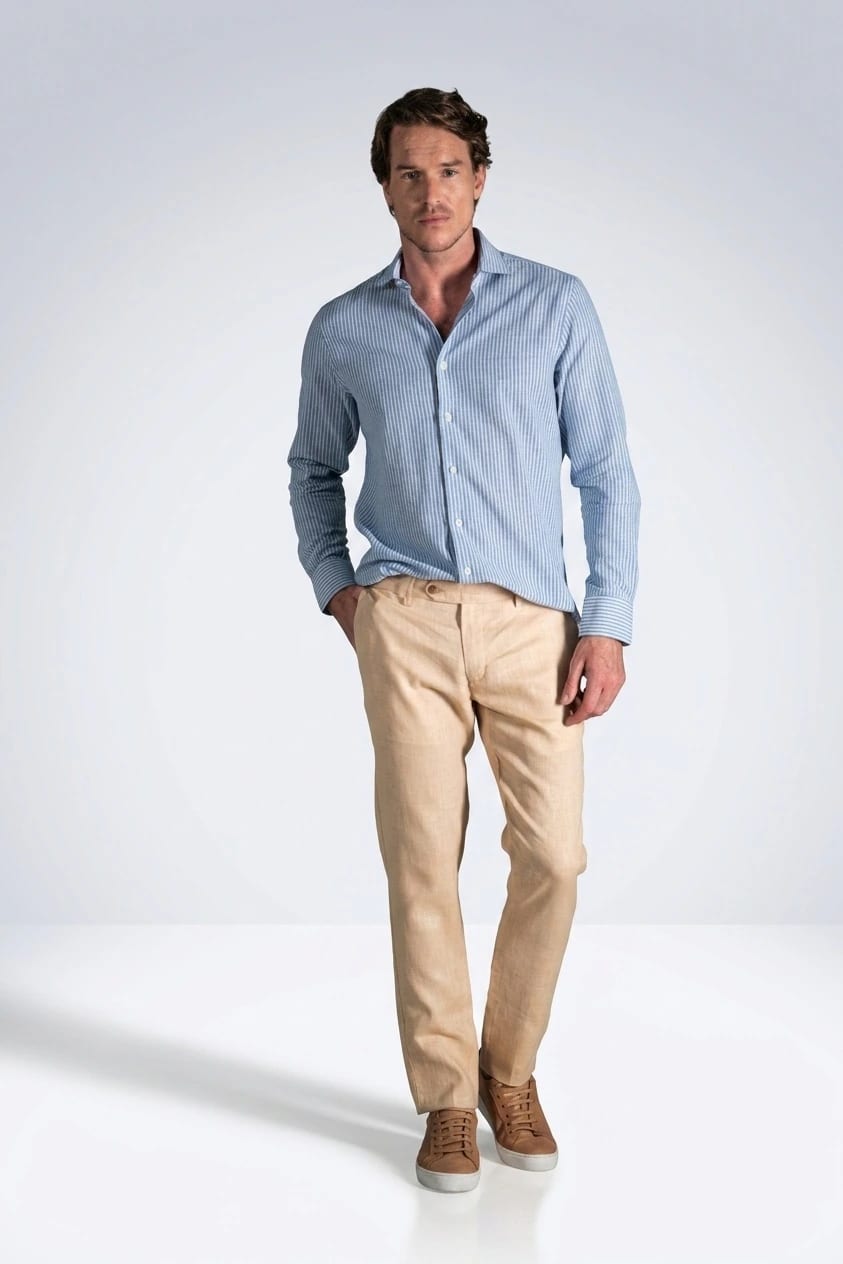 Pantalón Slim Lino Beige - imagen 1