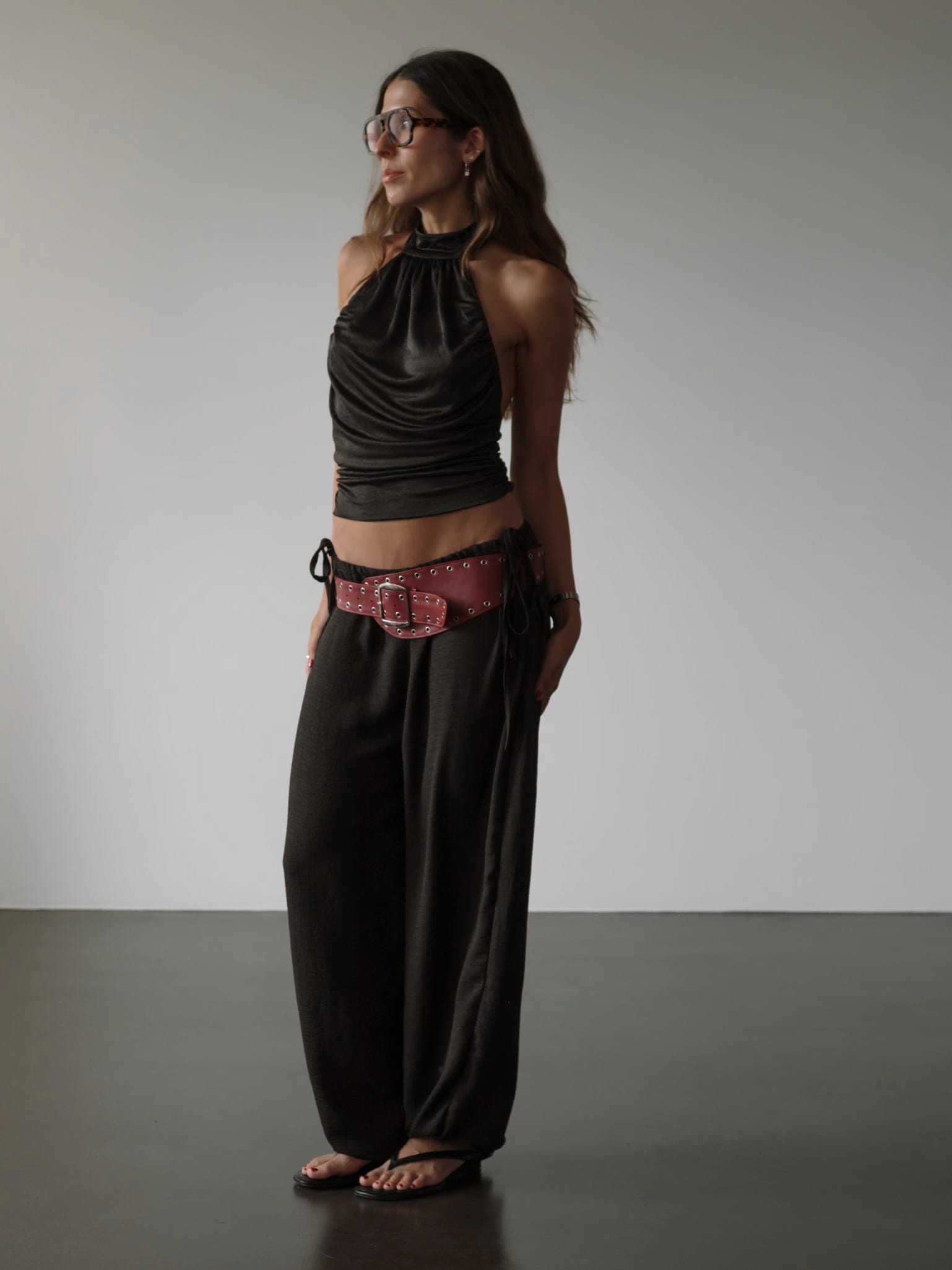 BOHO HALTER BLOUSE - BLACK - imagen 2