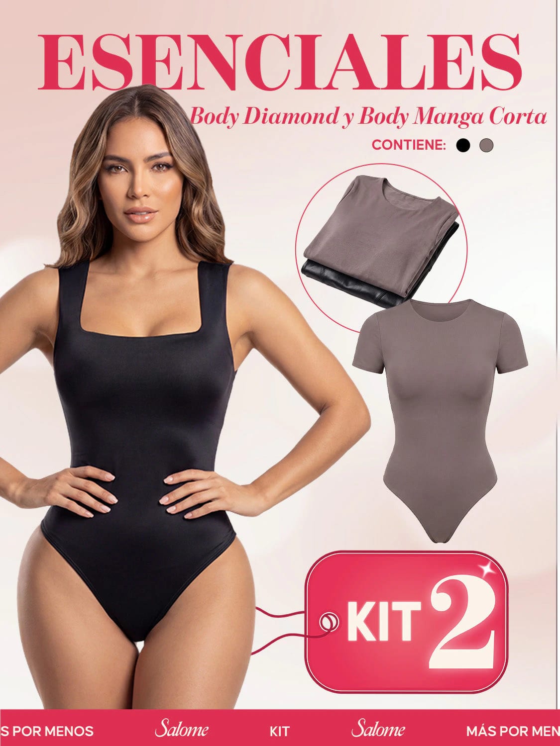 Kit Body Diario Diamond Escote Cuadrado & Manga Corta Sin Costuras | Salome 5006 + 5007 | 01L5 - imagen 3