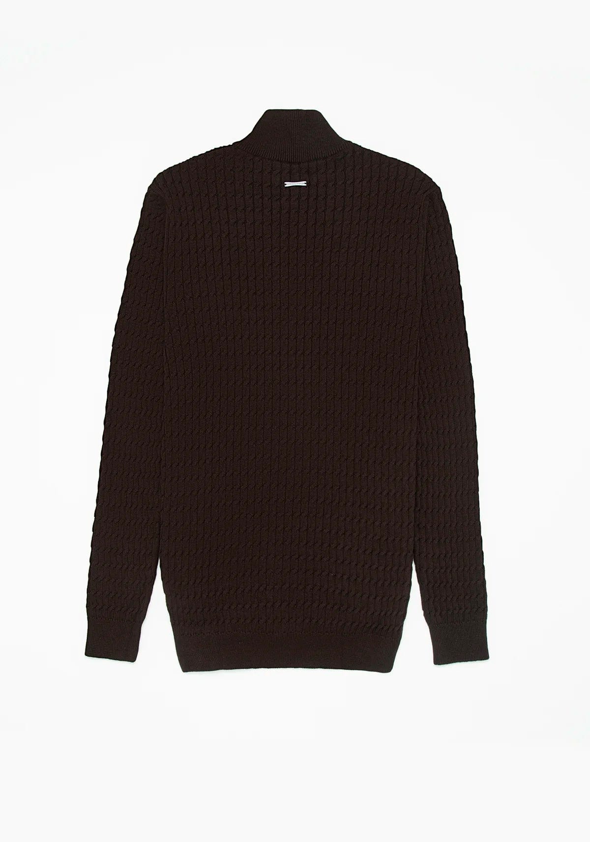 Saco Trenzado Half Zip Algodón Chocolate - imagen 4