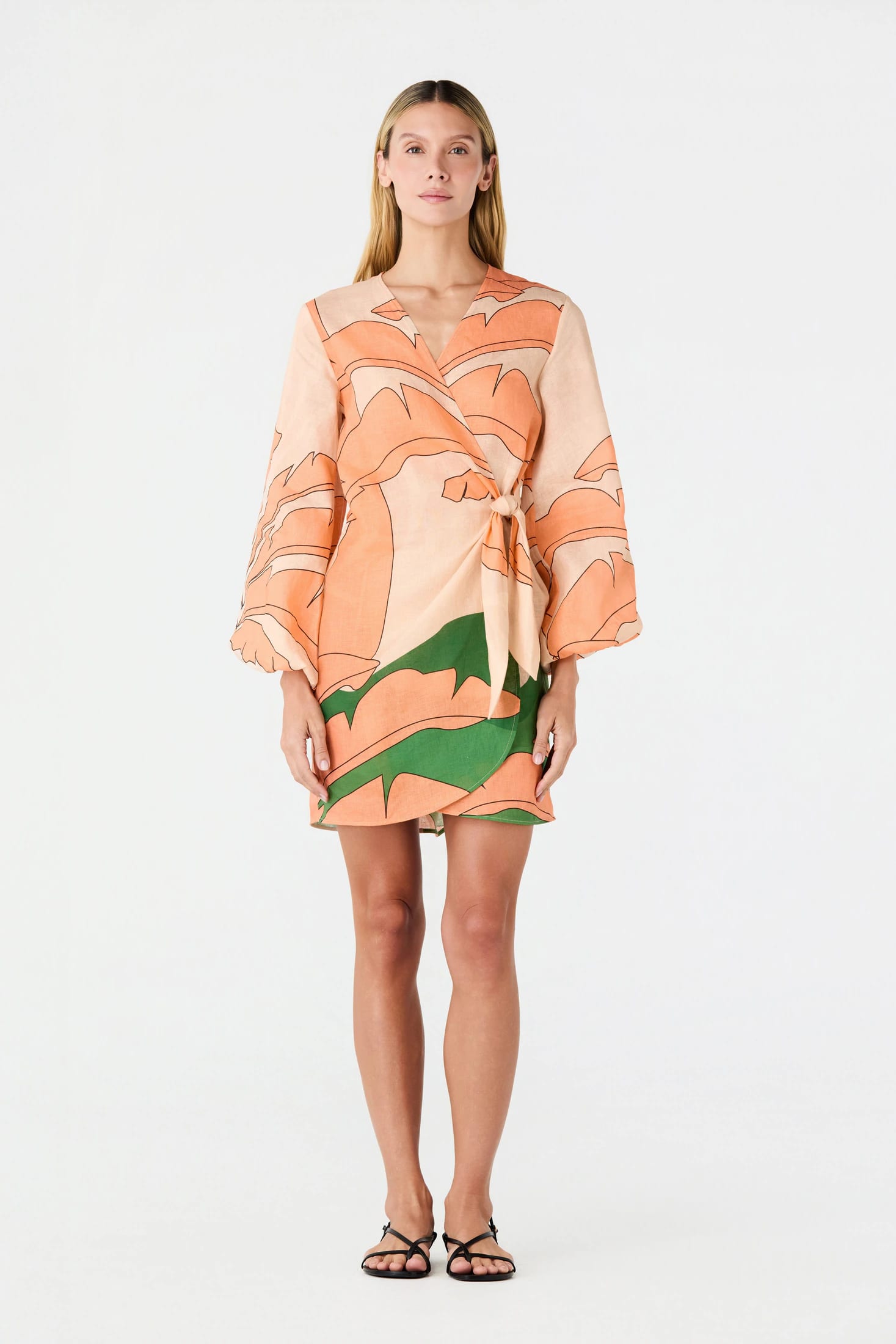 Hojarasca Linen Mini Tunic Dress / Peach Palms - imagen 2