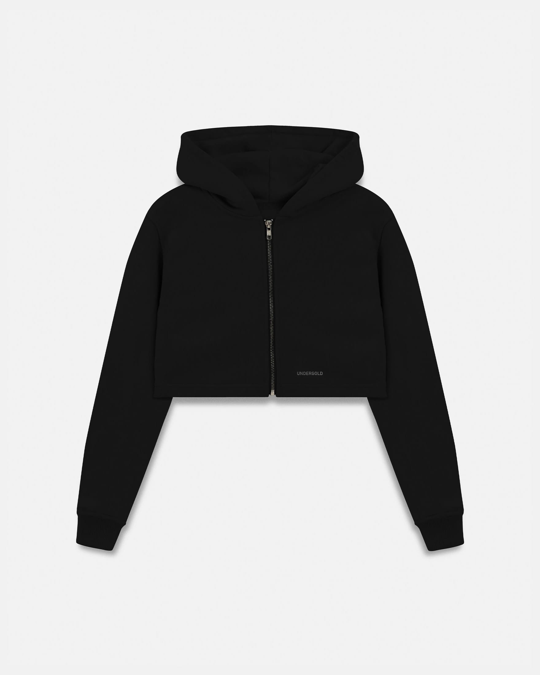 Line Basic Slim Fit Zip Up Cropped Hoodie Black - imagen 1