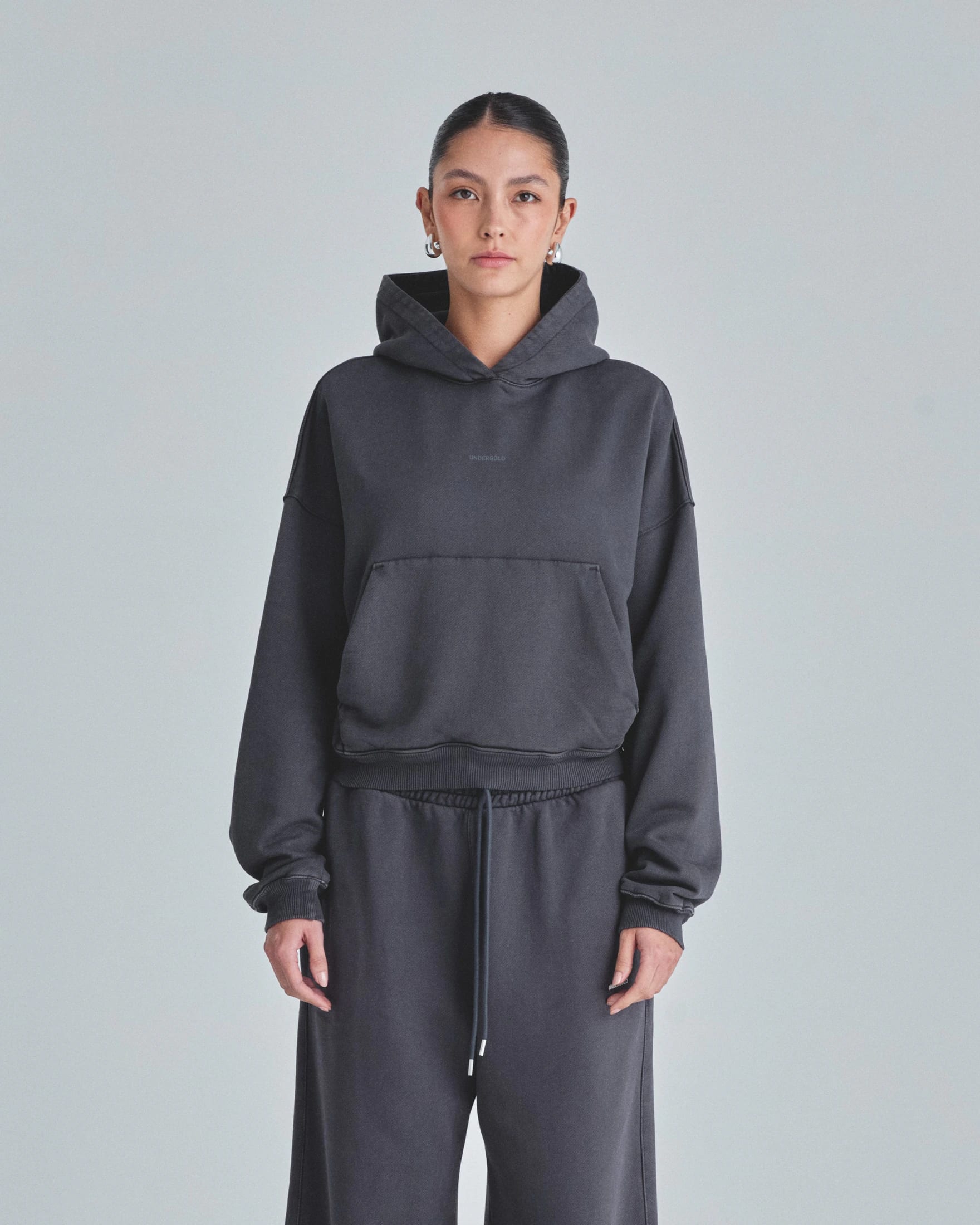 W Line Basic Boxy Fit Hoodie Dark Gray - imagen 2
