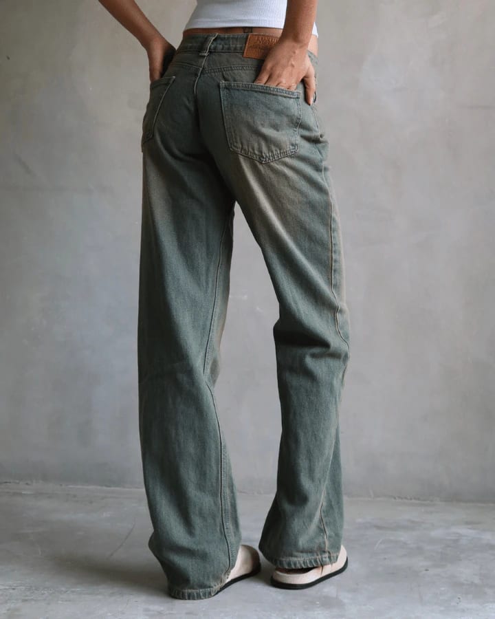 JEAN EXTRA LOW STRAIGHT FIT VINTAGE GREEN WASHED AZUL - imagen 4