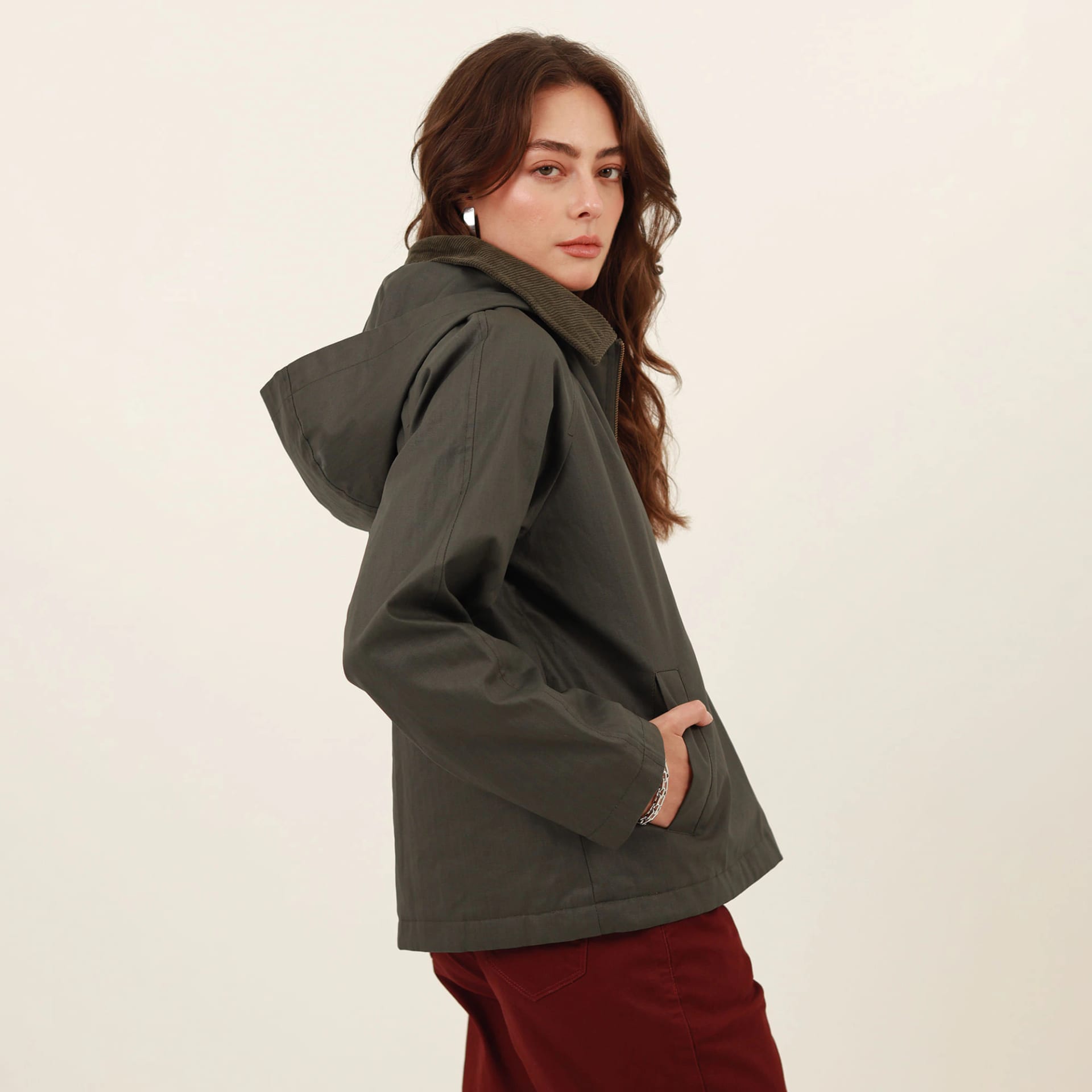 Chaqueta cazadora cuello solapa con capucha - imagen 2