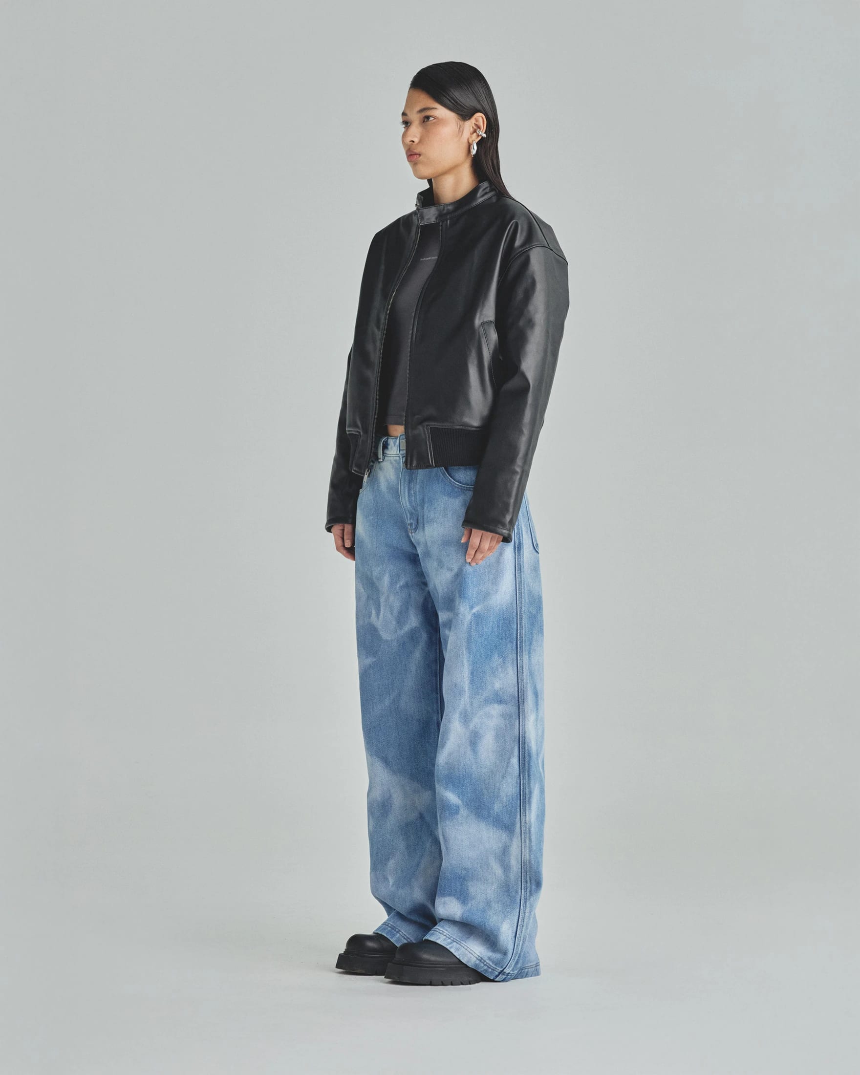 Spring Worn Logo Biker Jacket Black - imagen 5