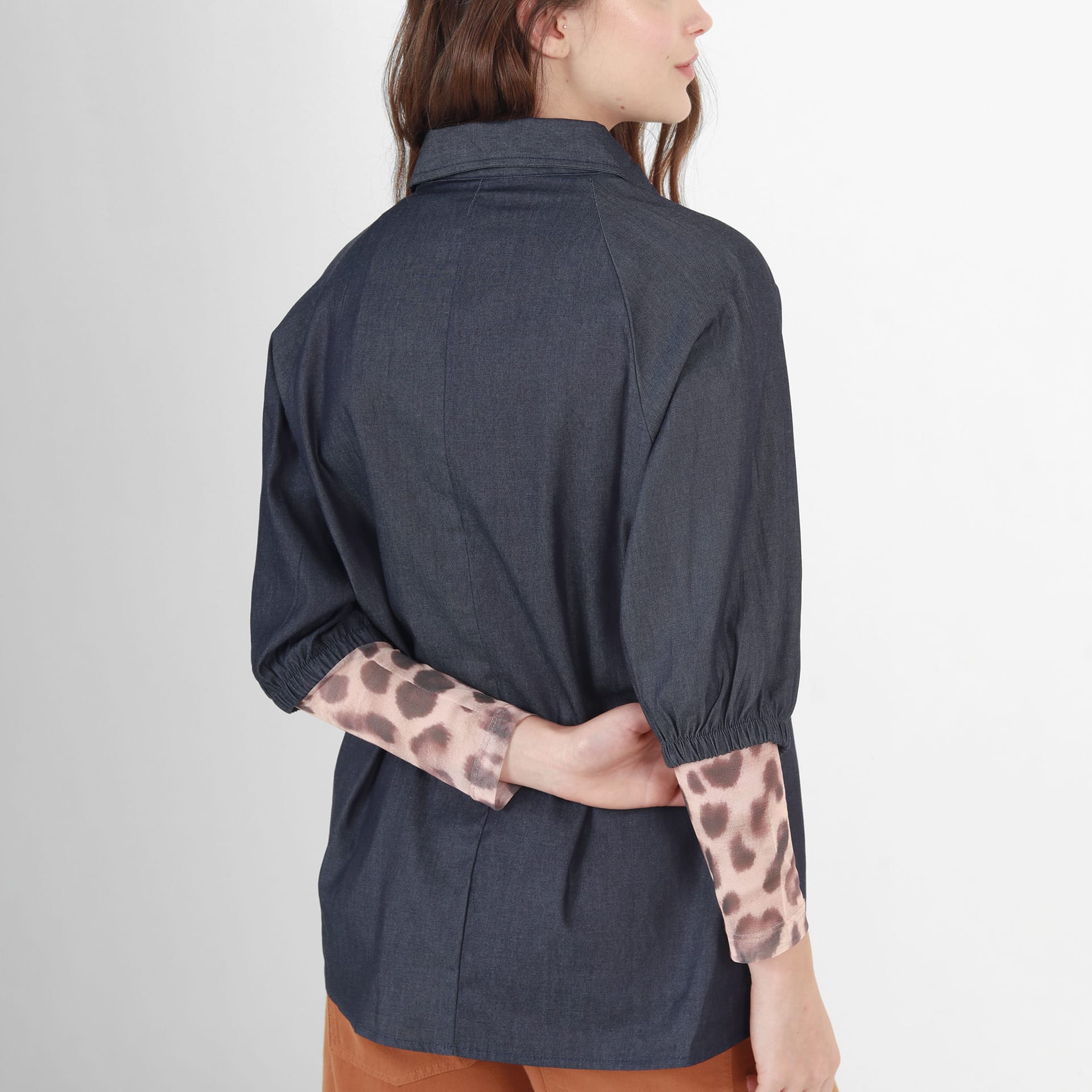 Blusa Cuello Camisero Manga Al Codo - imagen 2