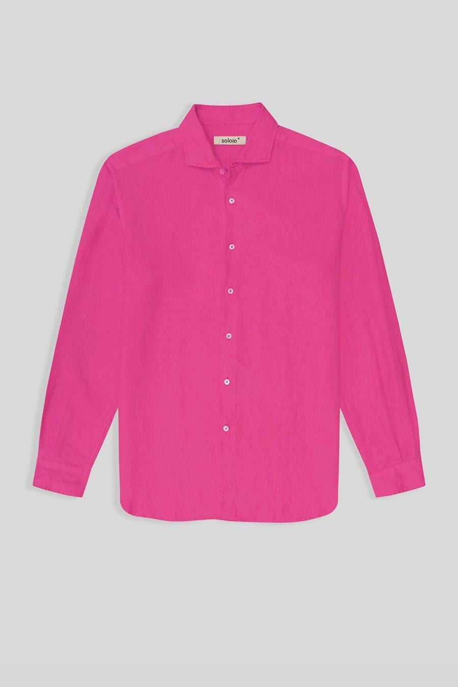 Men's linen shirt light fuxia - imagen 1