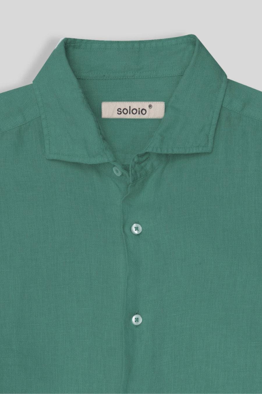 men’s linen shirt green persa basic - imagen 2
