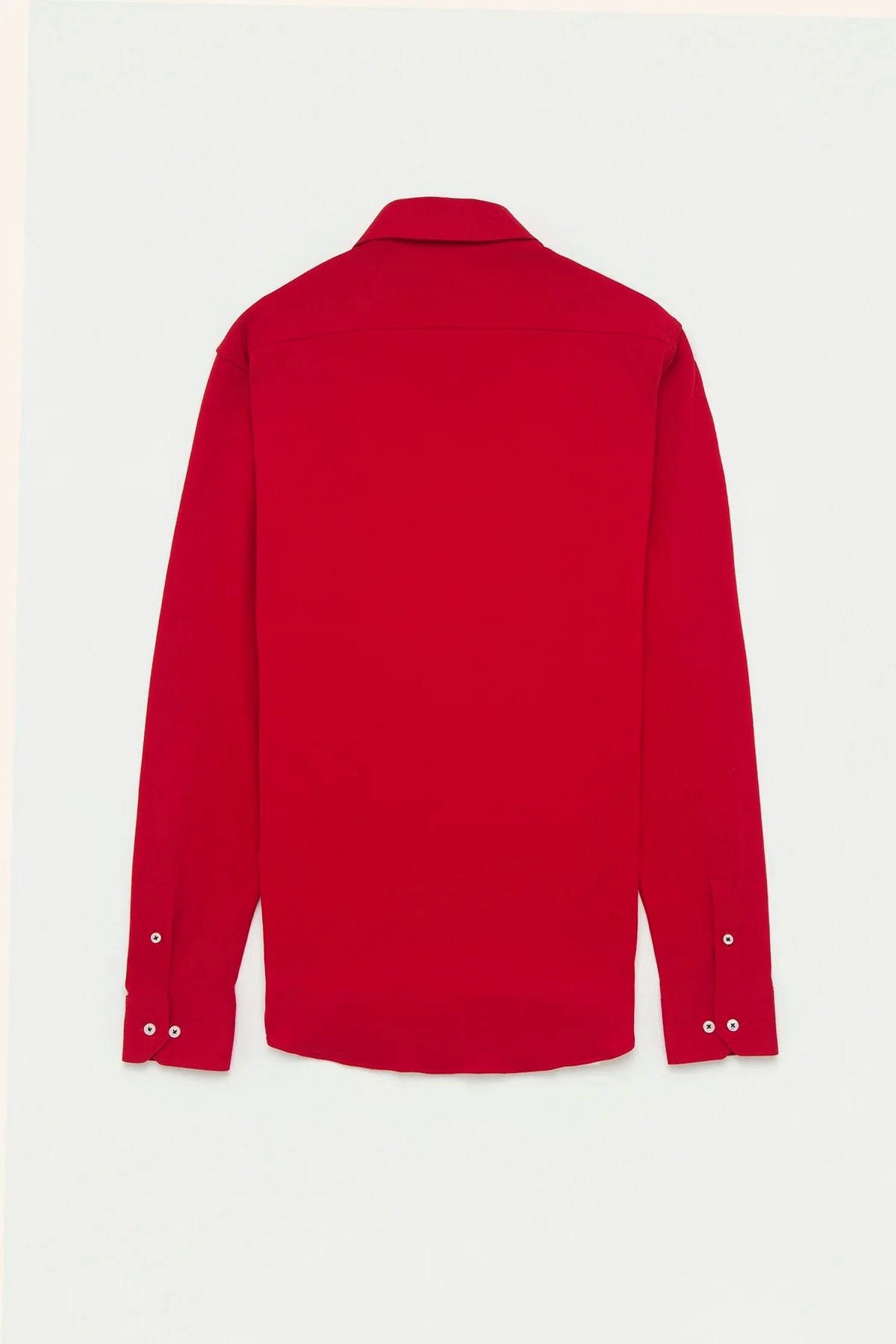 Camisa Piqué Botón Contraste Algodón Rojo - imagen 4