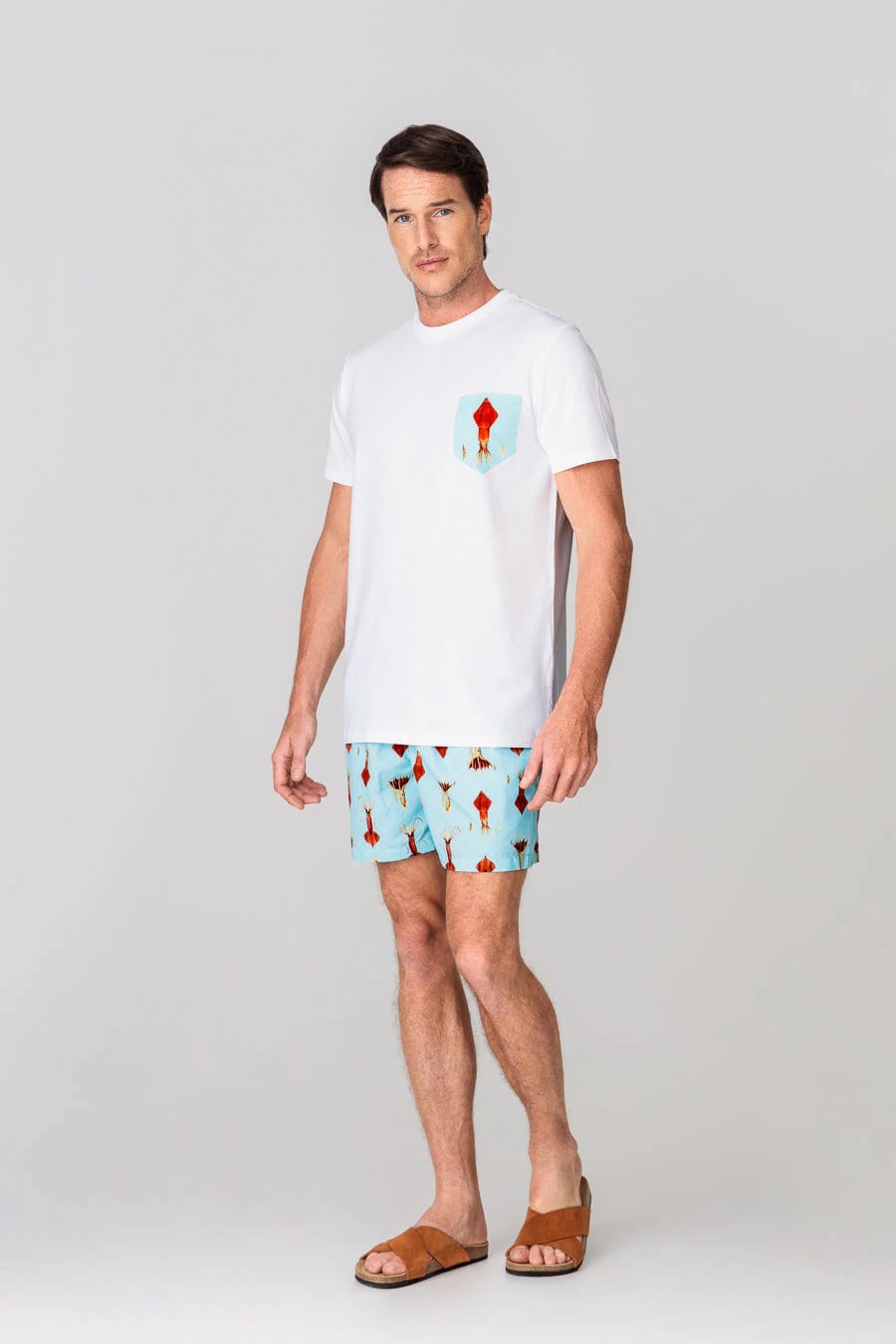 Men's cotton t-shirt pocket egret white - imagen 1