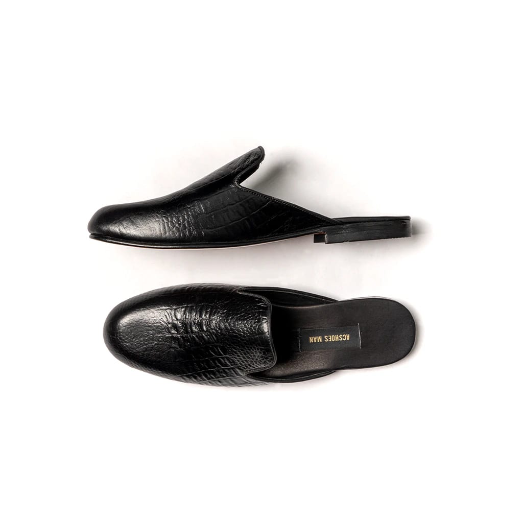 Slipper mules cuero grabado croc - imagen 2