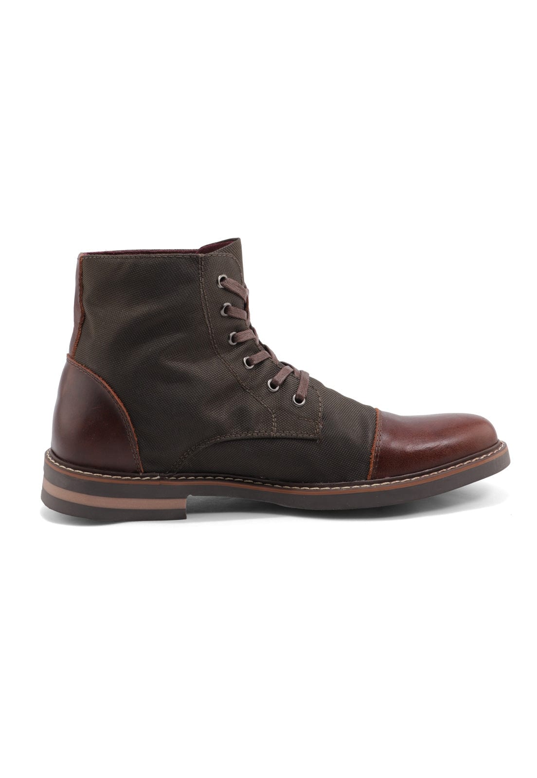 Botas cafés oscuro en lona y cuero. - imagen 3