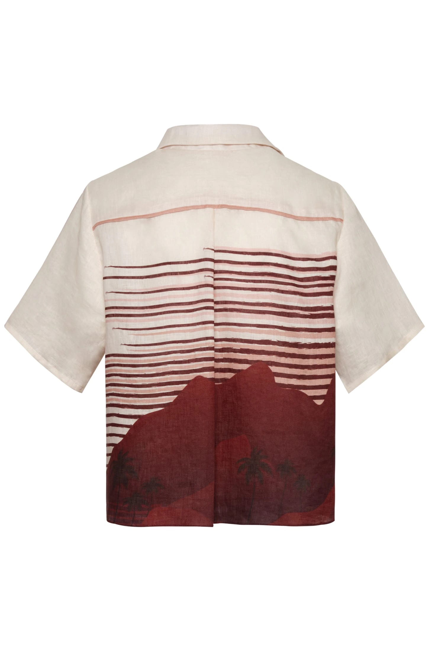 Tomaso Linen Shirt / Red Tropical Landscape - imagen 3