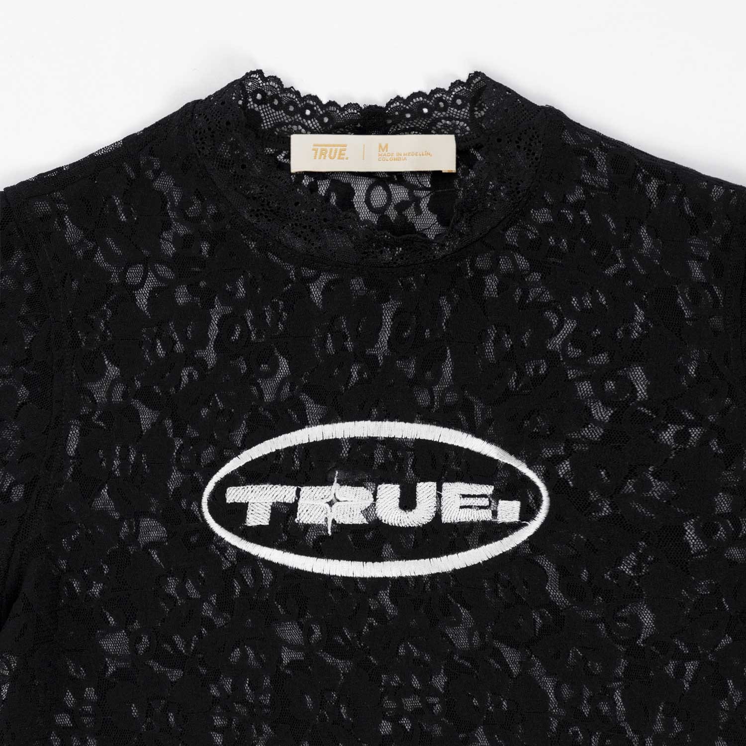 Floral Lace Baby Tee - Black - imagen 4