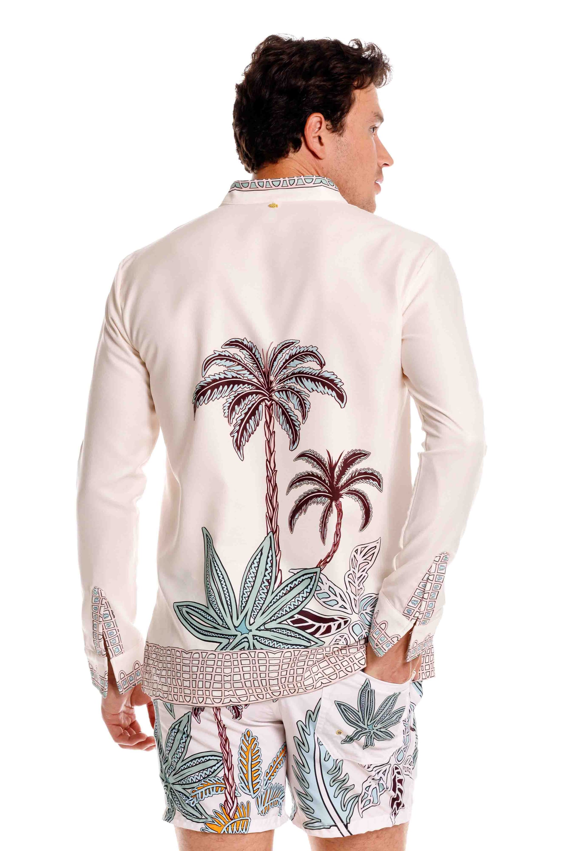 Camisa Nerú Hombre Maxipalms Beige - imagen 2