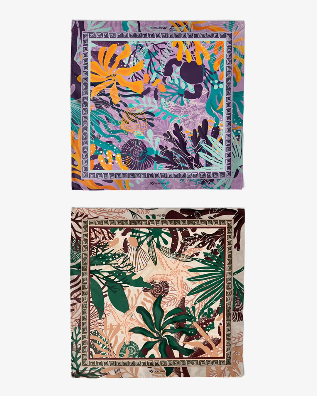 Pack de 2 Pañoletas Mediana (70x70cm) / Brisa marina + Reino coral - imagen 1