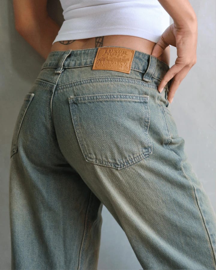 JEAN EXTRA LOW STRAIGHT FIT VINTAGE GREEN WASHED AZUL - imagen 2