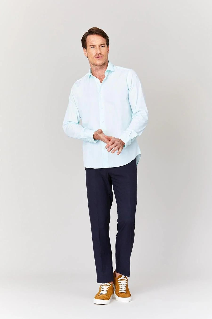 Men's cotton shirt sky blue muslin - imagen 5