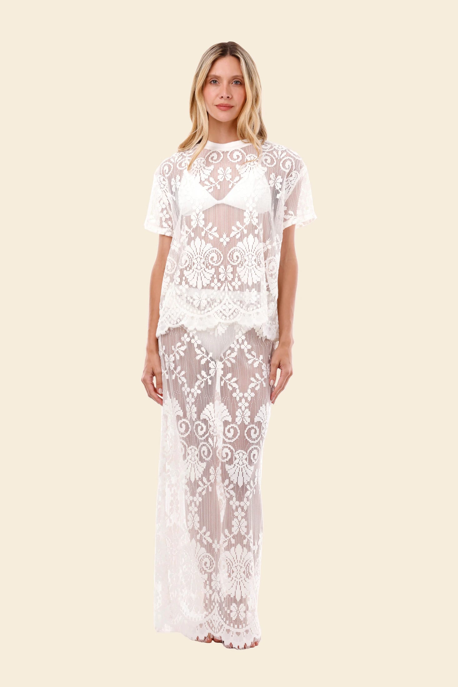 Ivory Encaje Sleek Skirt - imagen 4