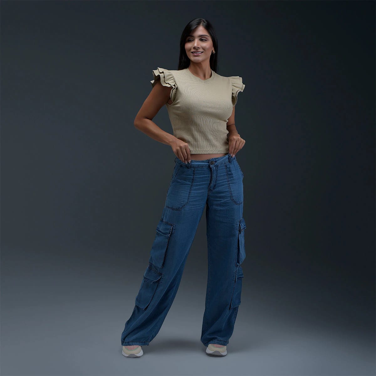Jeans Cargo Azul Mujer - imagen 4