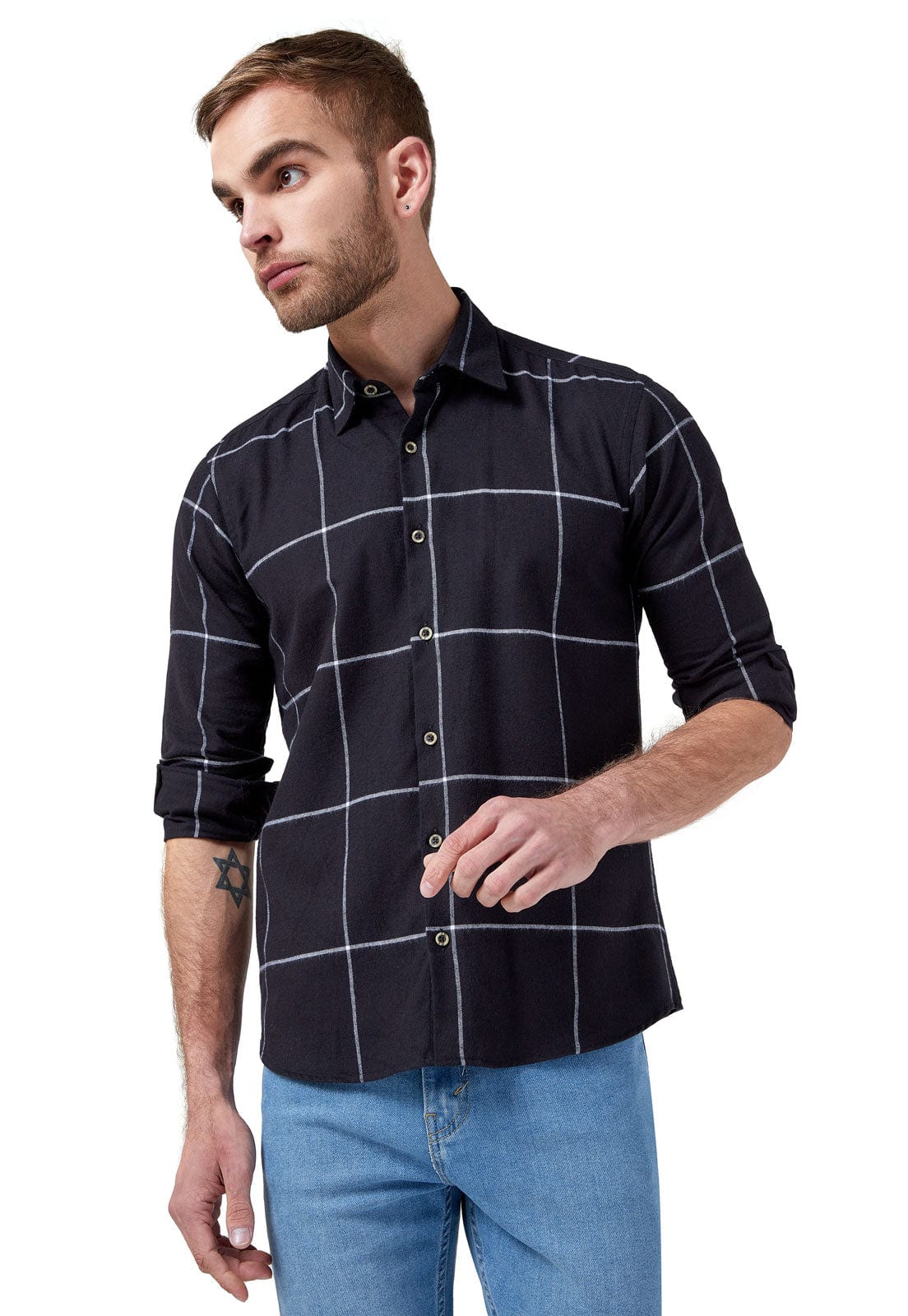 Camisa en Algodón negro con rayas blancas - imagen 1