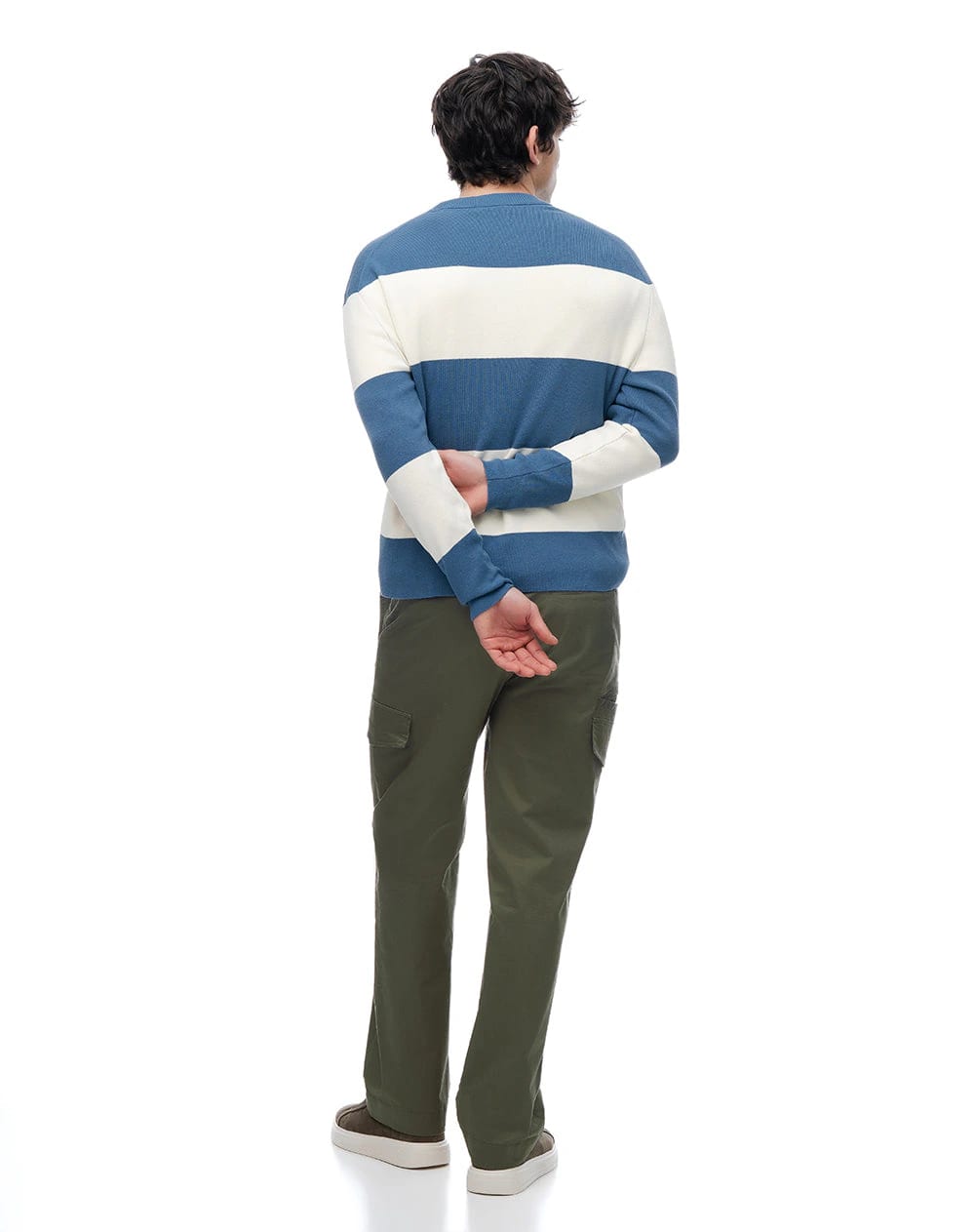 Buzo regular algodón tejido de punto azul rayas hombre - imagen 2