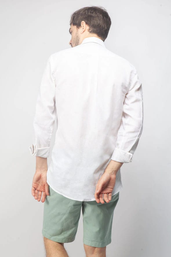 Camisa Lino Blanca a blanca sin boton - imagen 3