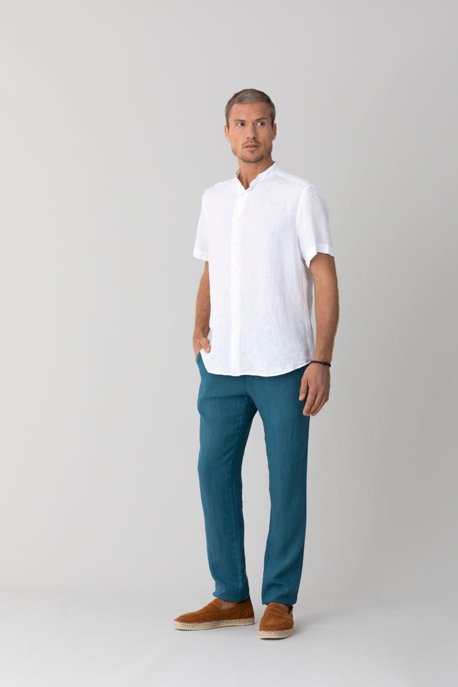 men’s linen shirt mao white mc basic - imagen 6